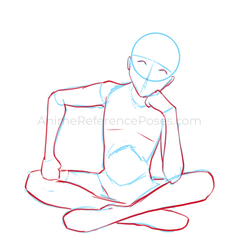 Thoughtful Sitting With Sword Pose - CLIP STUDIO ASSETS