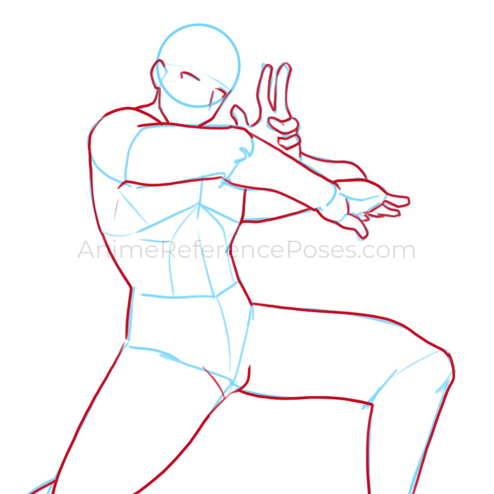 Dynamic poses. anime guy in thin pink suit