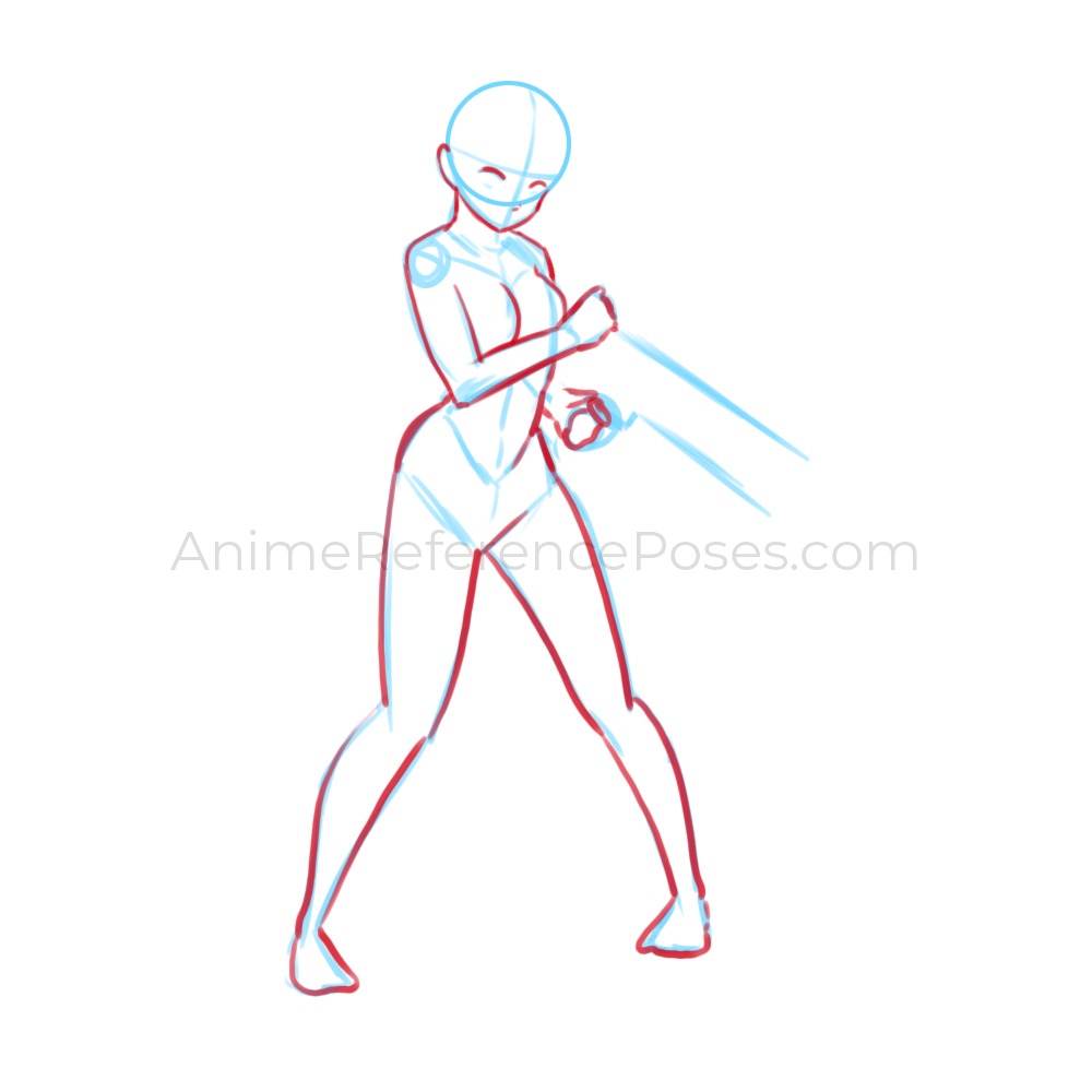 Anime Action Poses - Calm ready fight pose | PoseMy.Art