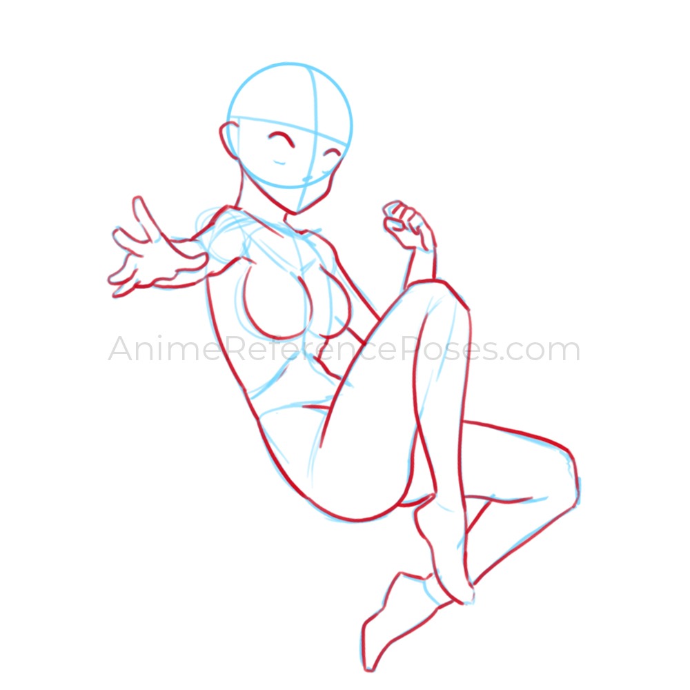Dynamic poses. anime guy in thin pink suit