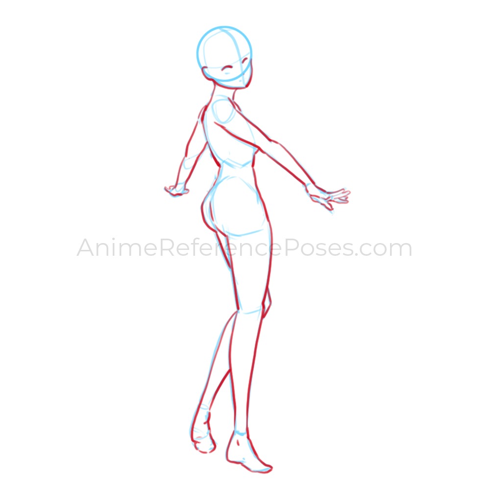Anime Girl Poses - Female jumping pose