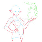 cool anime poses drawing reference base for figure gesture body and manga study elf girl female woman with magic spell