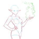 cool anime poses drawing reference base for figure gesture body and manga study elf girl female woman with magic spell